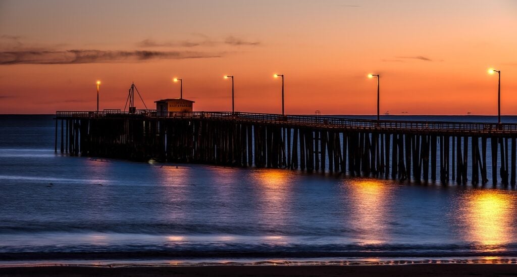 pier in Orange County, CA at sunset