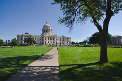 St. Paul capital building seen from the lawn